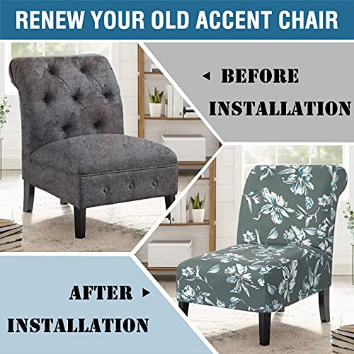 Armless Chair Slipcover High Stretch Accent Chair Cover Removable Chair Cover for Living Room Modern Furniture Protector with Elastic Bottom Thick Bouncy Modern Style, Machine Washable, Green