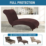 Chaise Lounge Cover Velvet Chaise Lounge Couch Cover High Stretch Chaise Lounge Slipcover Luxury Lounge Chair Cover for Living Room Soft Furniture Protector for Dog, Machine Washable, Chocolate