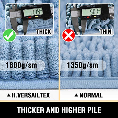 Bathroom Rugs Bath Mats for Bathroom Non Slip Luxury Chenille Bathroom Rugs Extra Soft Absorbent Shaggy Bathroom Mat Rugs Washable Fast Dry Bathroom Rugs Sets 2 Piece (Cool Blue, 20" x 32"/17" x 24")