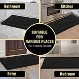 H.VERSAILTEX Bath Mat Bath Rug for Bathroom Luxury Chenille Bathroom Rug Mat Extra Soft and Absorbent Microfiber Shaggy Rugs Non Slip Rug Quick Dry Bath Mat Washable, 24 x 47 Inches, Black