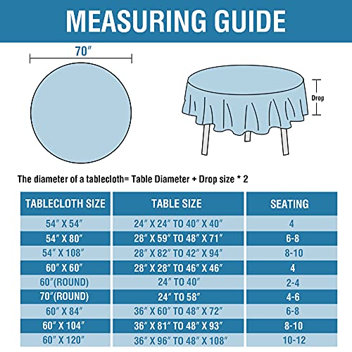Linen Textured Table Cloths Round 70 Inch Premium Solid Tablecloth Spill-Proof Waterproof Table Cover for Dining Buffet Feature Extra Soft and Thick Fabric Wrinkle Free, Aqua