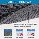 Bath Mats for Bathroom Non Slip Extra Thick Chenille Striped Bath Rug 24" x 36" Absorbent Non Skid Fluffy Soft Shaggy Rugs Washable Dry Fast Plush Mats for Indoor, Bath Room, Tub - Grey