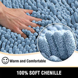 Bathroom Rugs Bath Mats for Bathroom Non Slip Luxury Chenille Bathroom Rugs Extra Soft Absorbent Shaggy Bathroom Mat Rugs Washable Fast Dry Bathroom Rugs Sets 2 Piece (Cool Blue, 20" x 32"/17" x 24")