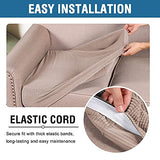 H.VERSAILTEX Super Stretch Individual Seat Cushion Covers Sofa Covers Couch Cushion Covers Slipcovers Featuring Thick Jacquard Textured Twill Fabric (3 Piece XL Sofa Cushion Covers, Sand)