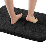 Bathroom Rug Tufted Bath Rug Bath Mat Non Slip Area Rug 17" x 24" Extra Soft Thick Absorbent Shaggy Kitchen Rug Indoor Mat Washable Microfiber Bath Mat for Bathroom Living Room Fast Dry - Black