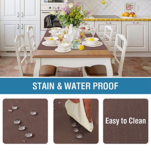 H.VERSAILTEX Linen Placemats Set of 6 Premium Solid Table Placemats for Dining Table Spill-Proof Waterproof Table Mats Heat-Resistant Kitchen Table Mats Washable, 12x18 inches, Chocolate