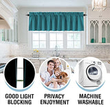 H.VERSAILTEX 100% Blackout Curtain Valances for Kitchen Windows/Bathroom/Living Room/Bedroom Thermal Insulated Rod Pocket Valances for Windows, 2 Pack, 52" x 18", Turquoise Blue