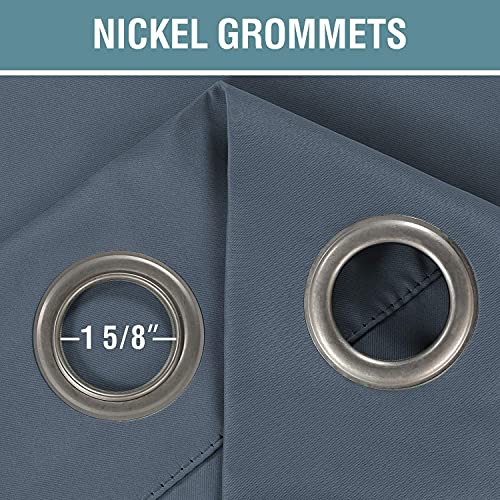 H.VERSAILTEX Blackout Curtain for Living Room Thermal Insulated Window Treatment Curtain Extra Long 45 inch Length Energy Saving Solid Grommet Top Blackout Drape, One Panel, Stone Blue