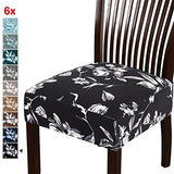 Chair Cover for Dining Room High Stretch Chair Seat Cover Removable Chair Seat Cushion Slipcovers Washable Kitchen Chair Cover Feature Soft Thick Bouncy Modern Style ( Black, Set of 6 )