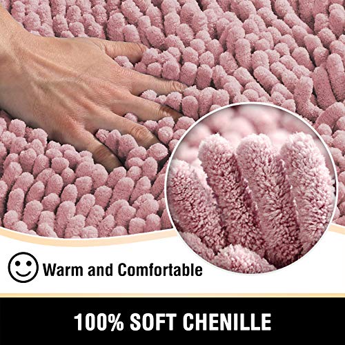 Bathroom Rugs Bath Mats for Bathroom Non Slip Luxury Chenille Bathroom Rugs Extra Soft Absorbent Shaggy Bathroom Mat Rugs Washable Fast Dry Bathroom Rugs Sets 2 Piece (Coral Pink, 24" x 36"/20" x 32")