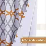 H.VERSAILTEX Blackout Curtains Printed Design 54 Inch Length 2 Panels Set Thermal Insulated Curtains for Bedroom Living Room Geometric Modern Grommet Window Drapes - Mustard and Grey