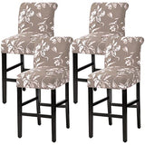 H.VERSAILTEX Stretch Bar Stool Cover Set of 4 Pub Counter Stool Chair Slipcover for Dining Room Cafe Height Side Chairs Feature Modern Floral Printed Design, Camel