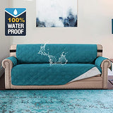 H.VERSAILTEX 100% Waterproof Sofa Cover Protector Couch Covers for Dogs/Pets | Sofa Slipcover for 3 Cushion Couch with Non Slip Backing and Adjustable Strap (Seat Width 78", Dark Teal)
