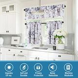 H.VERSAILTEX Blackout Kitchen Curtains Room Darkening Curtains Rod Pocket, Half Window Tier Curtains for Café, Laundry, Bedroom Bluestone and Taupe Classical Floral Printing (Each 32"x24", 2 Panels)