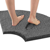 H.VERSAILTEX Toilet Rug Toilet Mats for Bathroom Curved Bath Mat Non Slip Corner Bath Rug Carpet for Toilet Extra Soft Thick Absorbent Contour Toilet Mat Washable, 20 x 38.5 inch - Grey
