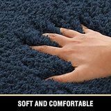H.VERSAILTEX Toilet Rug Toilet Mats for Bathroom Curved Bath Mat Non Slip Corner Bath Rug Carpet for Toilet Extra Soft Thick Absorbent Contour Toilet Mat Washable, 20 x 38.5 inch - Navy