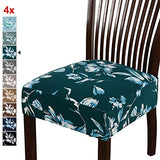 Chair Cover for Dining Room High Stretch Chair Seat Cover Removable Chair Seat Cushion Slipcovers Washable Kitchen Chair Cover Feature Soft Thick Bouncy Modern Style ( Dark Teal, Set of 4 )