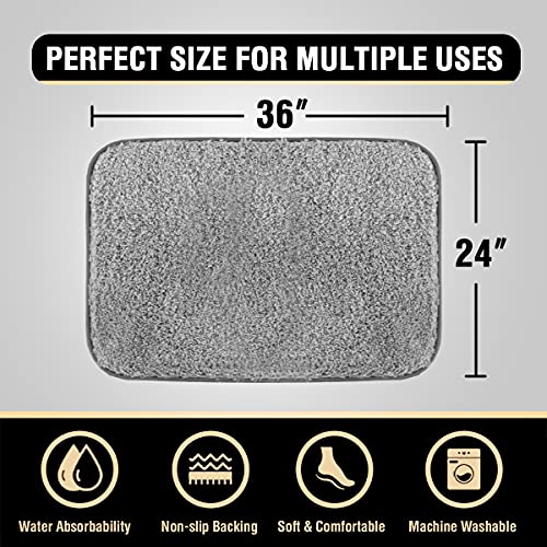 Bathroom Rug Tufted Bath Rug Bath Mat Non Slip Area Rug 24" x 36" Extra Soft Thick Absorbent Shaggy Kitchen Rug Indoor Mat Washable Microfiber Bath Mat for Bathroom Living Room Fast Dry - Dove Gray