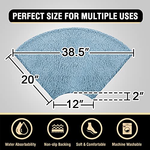 H.VERSAILTEX Toilet Rug Toilet Mats for Bathroom Curved Bath Mat Non Slip Corner Bath Rug Carpet for Toilet Extra Soft Thick Absorbent Contour Toilet Mat Washable, 20 x 38.5 inch - Canal Blue