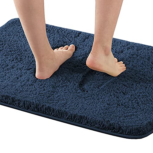 Bathroom Rug Tufted Bath Rug Bath Mat Non Slip Area Rug 17" x 24" Extra Soft Thick Absorbent Shaggy Kitchen Rug Indoor Mat Washable Microfiber Bath Mat for Bathroom Living Room Fast Dry - Navy