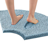 H.VERSAILTEX Toilet Rug Toilet Mats for Bathroom Curved Bath Mat Non Slip Corner Bath Rug Carpet for Toilet Extra Soft Thick Absorbent Contour Toilet Mat Washable, 20 x 38.5 inch - Canal Blue