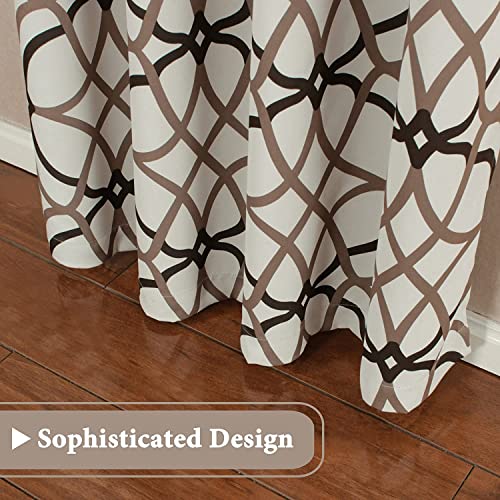 H.VERSAILTEX Blackout Curtains Printed Design 54 Inch Length 2 Panels Set Thermal Insulated Curtains for Bedroom Living Room Geometric Modern Grommet Window Drapes - Taupe and Brown