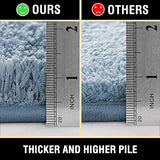 H.VERSAILTEX Toilet Rug Toilet Mats for Bathroom Curved Bath Mat Non Slip Corner Bath Rug Carpet for Toilet Extra Soft Thick Absorbent Contour Toilet Mat Washable, 20 x 38.5 inch - Stone Blue