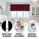 H.VERSAILTEX 100% Blackout Curtain Valances for Kitchen Windows/Bathroom/Living Room/Bedroom Thermal Insulated Rod Pocket Valances for Windows, 4 Pack, 52" x 18", Burgundy