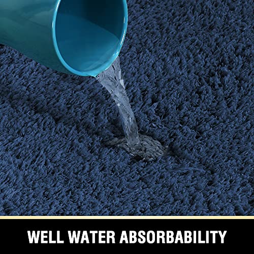Bathroom Rug Tufted Bath Rug Bath Mat Non Slip Area Rug 17" x 24" Extra Soft Thick Absorbent Shaggy Kitchen Rug Indoor Mat Washable Microfiber Bath Mat for Bathroom Living Room Fast Dry - Navy