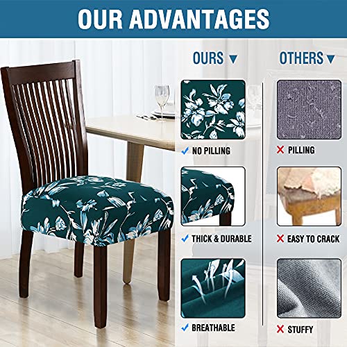 Chair Cover for Dining Room High Stretch Chair Seat Cover Removable Chair Seat Cushion Slipcovers Washable Kitchen Chair Cover Feature Soft Thick Bouncy Modern Style ( Dark Teal, Set of 6 )