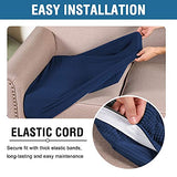 H.VERSAILTEX Super Stretch Individual Seat Cushion Covers Sofa Covers Couch Cushion Covers Slipcovers Featuring Thick Jacquard Textured Twill Fabric (3 Piece XL Sofa Cushion Covers, Navy)