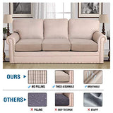 H.VERSAILTEX Super Stretch Individual Seat Cushion Covers Sofa Covers Couch Cushion Covers Slipcovers Featuring Thick Jacquard Textured Twill Fabric (3 Piece XL Sofa Cushion Covers, Sand)