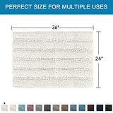 Bath Mats for Bathroom Non Slip Extra Thick Chenille Striped Bath Rug 24" x 36" Absorbent Non Skid Fluffy Soft Shaggy Rugs Washable Dry Fast Plush Mats for Indoor, Bath Room, Tub - Cream