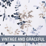 H.VERSAILTEX Blackout Kitchen Curtains Room Darkening Curtains Rod Pocket, Half Window Tier Curtains for Café, Laundry, Bedroom Bluestone and Taupe Classical Floral Printing (Each 32"x36", 2 Panels)