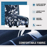 H.VERSAILTEX Stretch Bar Stool Cover Set of 6 Pub Counter Stool Chair Slipcover for Dining Room Cafe Height Side Chairs Feature Modern Floral Printed Design, Navy