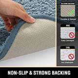 Bathroom Rug Tufted Bath Rug Bath Mat Non Slip Runner Rug 47" x 17" Extra Soft Thick Absorbent Shaggy Kitchen Rug Indoor Mat Washable Microfiber Bath Mat for Bathroom Living Room Fast Dry - Stone Blue