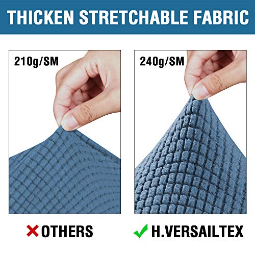 H.VERSAILTEX 4 Piece Stretch Sofa Covers for 3 Cushion Couch Covers for Living Room Furniture Slipcovers (Base Cover Plus 3 Seat Cushion Covers) Upgraded Thicker Jacquard Fabric (XL Sofa, Dusty Blue)