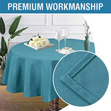 Linen Textured Table Cloths Round 70 Inch Premium Solid Tablecloth Spill-Proof Waterproof Table Cover for Dining Buffet Feature Extra Soft and Thick Fabric Wrinkle Free, Teal