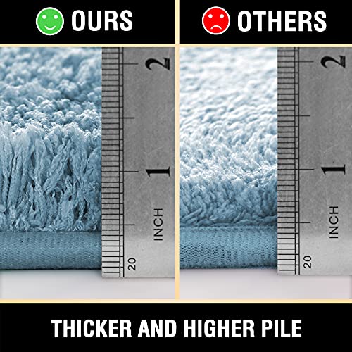 Bathroom Rug Tufted Bath Rug Bath Mat Non Slip Runner Rug 47" x 17" Extra Soft Thick Absorbent Shaggy Kitchen Rug Indoor Mat Washable Microfiber Bath Mat for Bathroom Living Room Fast Dry - Canal Blue
