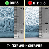 Bathroom Rug Tufted Bath Rug Bath Mat Non Slip Runner Rug 47" x 17" Extra Soft Thick Absorbent Shaggy Kitchen Rug Indoor Mat Washable Microfiber Bath Mat for Bathroom Living Room Fast Dry - Canal Blue