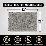 H.VERSAILTEX Bath Mat Bath Rug for Bathroom Luxury Chenille Bathroom Rug Mat Extra Soft and Absorbent Microfiber Shaggy Rugs Non Slip Rug Quick Dry Bath Mat Washable, 20 x 32 Inches, Dove Gray