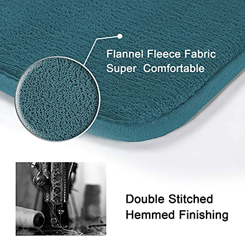 Bath Mat Memory Foam Set Bathroom Rug Set Flannel Velvety Bath Mat Luxury Extra Soft and Absorbent Non Slip Rugs for Bathroom/Bedroom Washable(Curved Set 24"x 36" Plus 20"x 24"U, Dark Teal)