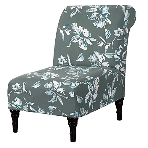 Armless Chair Slipcover High Stretch Accent Chair Cover Removable Chair Cover for Living Room Modern Furniture Protector with Elastic Bottom Thick Bouncy Modern Style, Machine Washable, Green