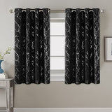H.VERSAILTEX Blackout Curtains for Bedroom Foil Print Twig Tree Branch Thermal Insulated Grommet Curtain Drapes Light Blocking Thick Soft Window Curtains for Living 52 x 45 Inch Jet Black 2 Panels