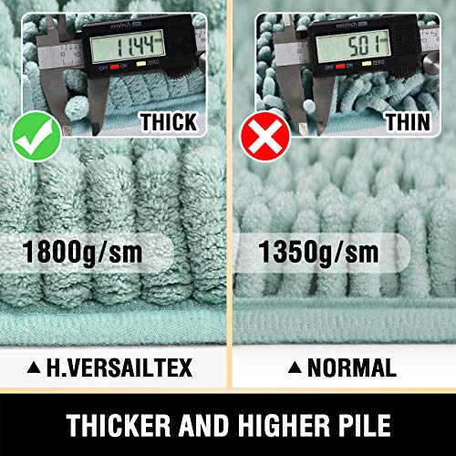 Bathroom Rugs Bath Mats for Bathroom Non Slip Luxury Chenille Bathroom Rugs Extra Soft Absorbent Shaggy Bathroom Mat Rugs Washable Fast Dry Bathroom Rugs Sets 2 Piece (Aqua Foam, 20" x 32"/17" x 24")