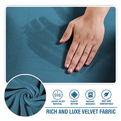Chaise Lounge Cover Velvet Chaise Lounge Couch Cover High Stretch Chaise Lounge Slipcover Luxury Lounge Chair Cover for Living Room Soft Furniture Protector for Dog, Machine Washable, Peacock Blue