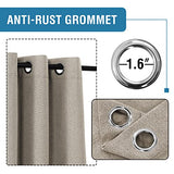100% Blackout Linen Curtains 84 inches Long Thermal Curtains for Living Room Textured Burlap Curtains with Double Face Linen Grommet Soundproof Bedroom Curtains 52 x 84 Inch, 2 Panels - Taupe