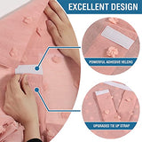Linen Blended French Door Curtain Light Filtering French Door Blinds Privacy Tricia Window Covering Shade for Patio Door/Sidelight Door Tie Up Door Curtain, 26 x 68 Inch, 1 Panel, Pompom - Coral Pink