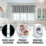 H.VERSAILTEX 100% Blackout Curtain Valances for Kitchen Windows/Bathroom/Living Room/Bedroom Thermal Insulated Rod Pocket Valances for Windows, 2 Pack, 52" x 18", Dove Gray