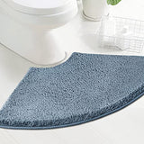 H.VERSAILTEX Toilet Rug Toilet Mats for Bathroom Curved Bath Mat Non Slip Corner Bath Rug Carpet for Toilet Extra Soft Thick Absorbent Contour Toilet Mat Washable, 20 x 38.5 inch - Stone Blue